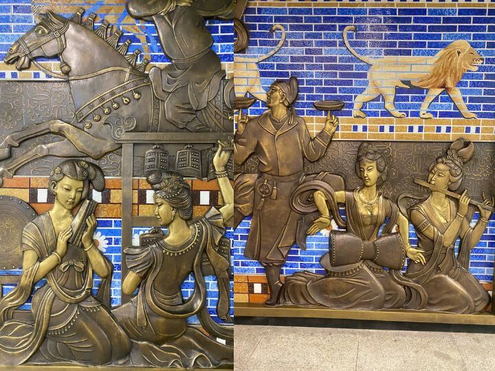 地鐵站銅浮雕《絲路百戲》場景細節圖片